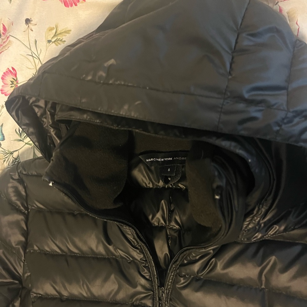 Black Quilted Puffer Jacket with Hood